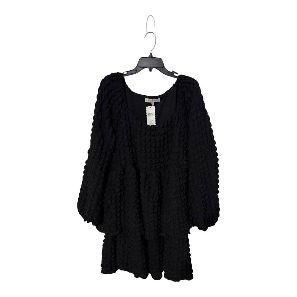 Simply Southern Black Bubble Knit Tiered Mini Dress Long Sleeve XXL 0224-DRS-BBL